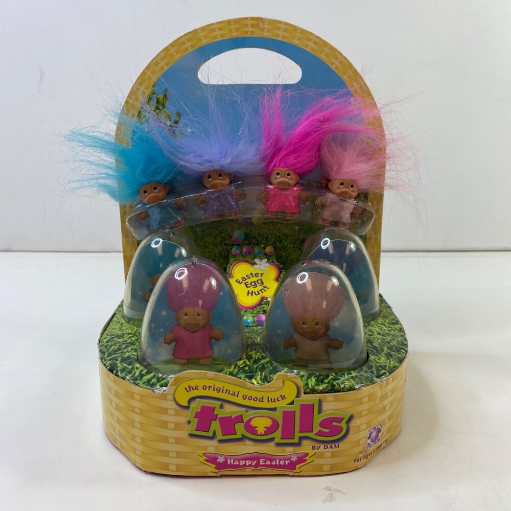 Jakks Pacific 2006 Trolls by DAM Happy Easter Egg Hunt Kit 4 Pen Toppers Toys